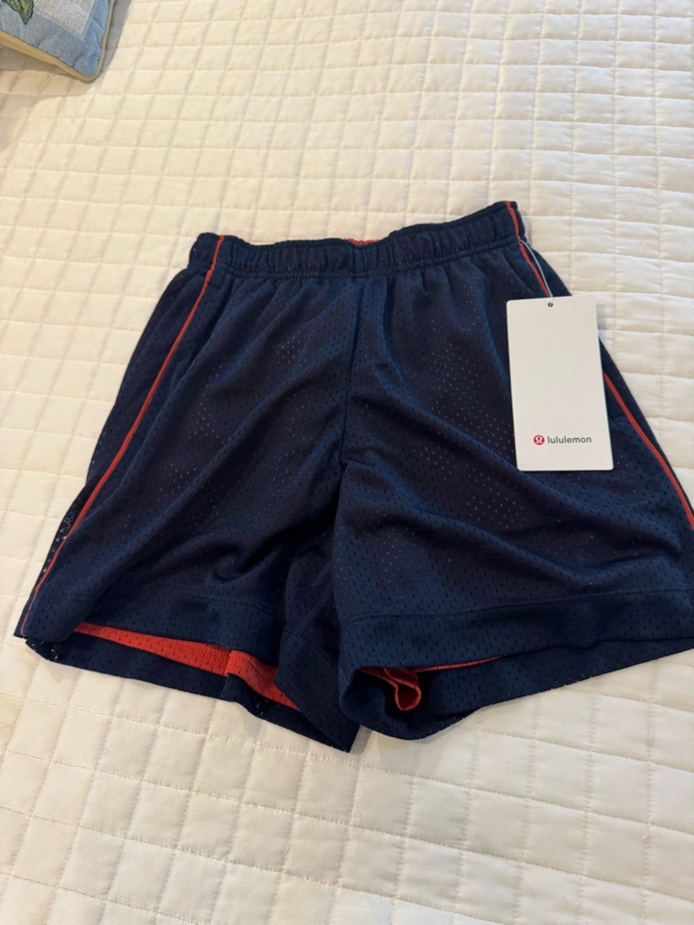 Lululemon boys  Navy Blue Athletic Shorts with Red Trim